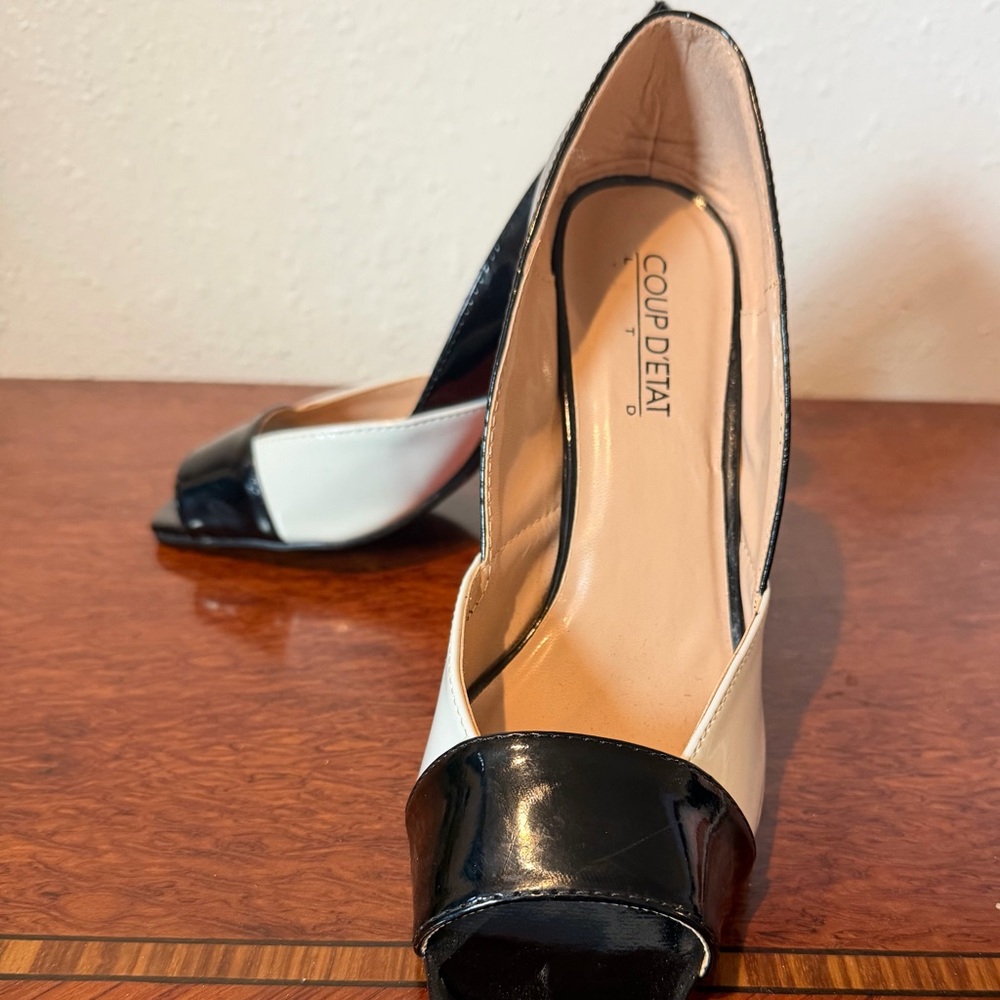 Black and White Women's Peep Toe Heels